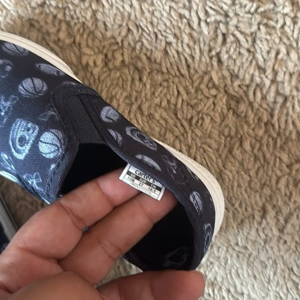 NWOT Carters Toddlers Navy Sport Print Slip On Shoes Size 10